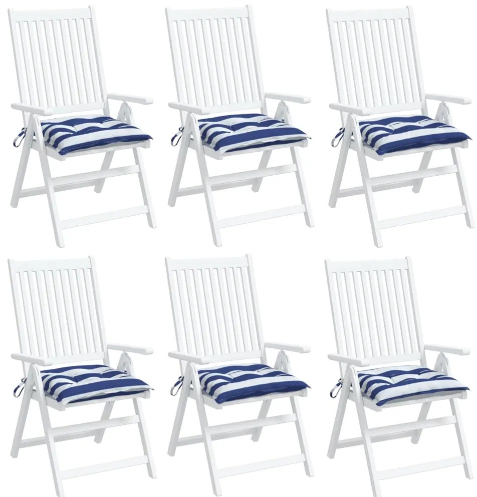 Almofadões p/ cadeira 6 pcs tecido oxford riscas azul/branco