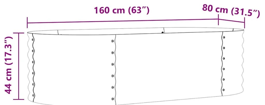Canteiro Elevado de Jardim Marrom vidaXL 160x80x44 cm Aço Galvanizado