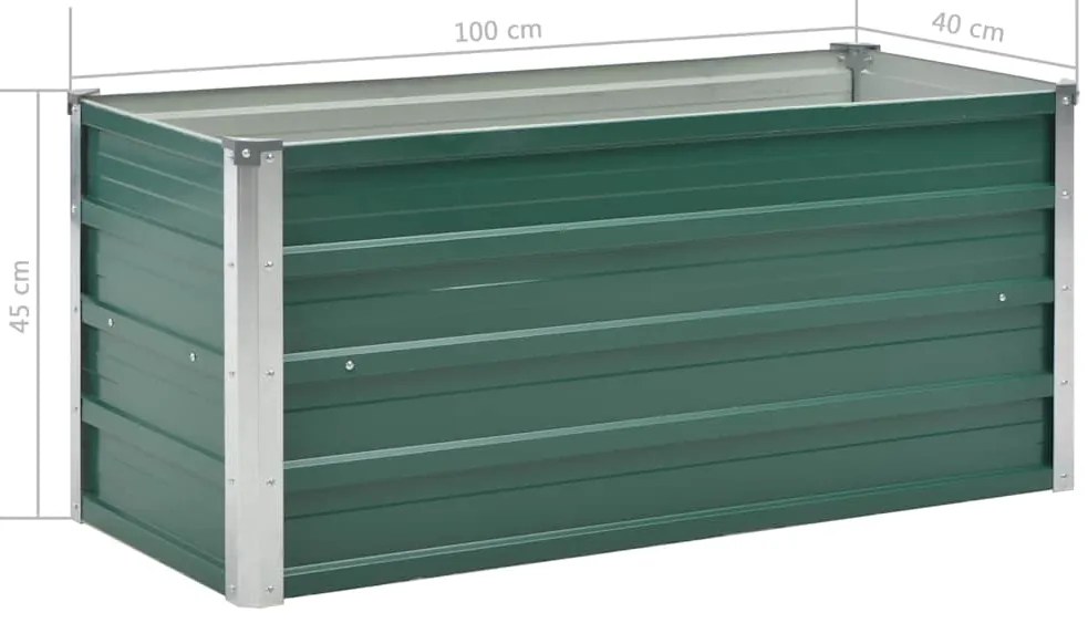 Canteiro elevado de jardim aço galvanizado 100x40x45 cm verde