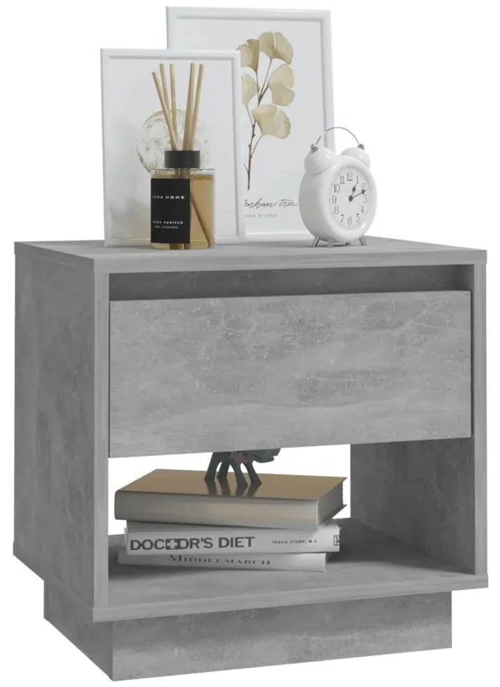Mesas cabeceira 2pcs 45x34x44cm derivados madeira cinza-cimento