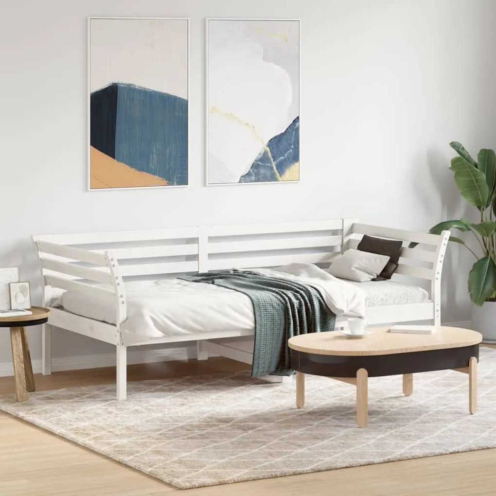 Sofá-cama 75x190 cm madeira de pinho maciça branco