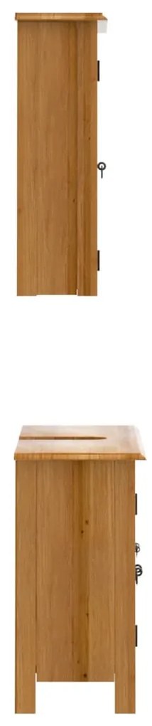 2 pcs conjunto móveis p/ casa de banho madeira de pinho maciça