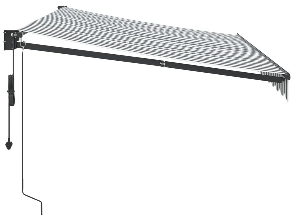 Toldo retrátil 3,5x2,5 m tecido e alumínio antracite e branco