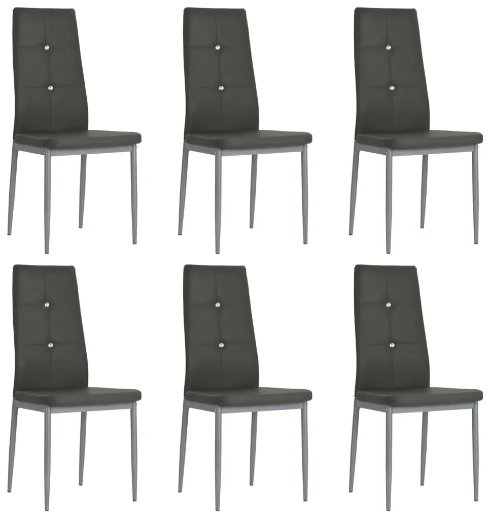 Cadeiras de jantar 6 pcs couro artificial cinzento