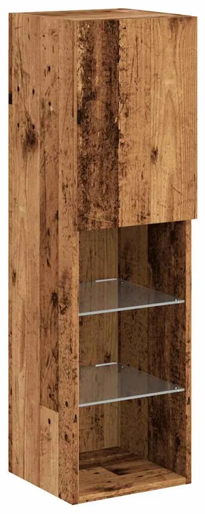 Móveis de TV com luzes LED 2 pcs 30,5x30x102 cm madeira velha