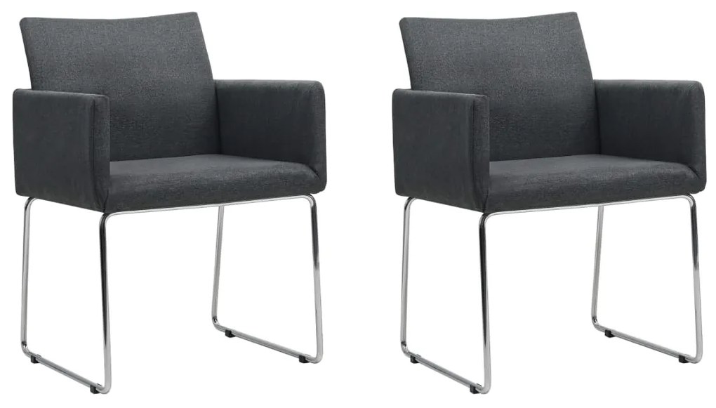 vidaXL Cadeiras de jantar 2 pcs tecido cinzento-escuro