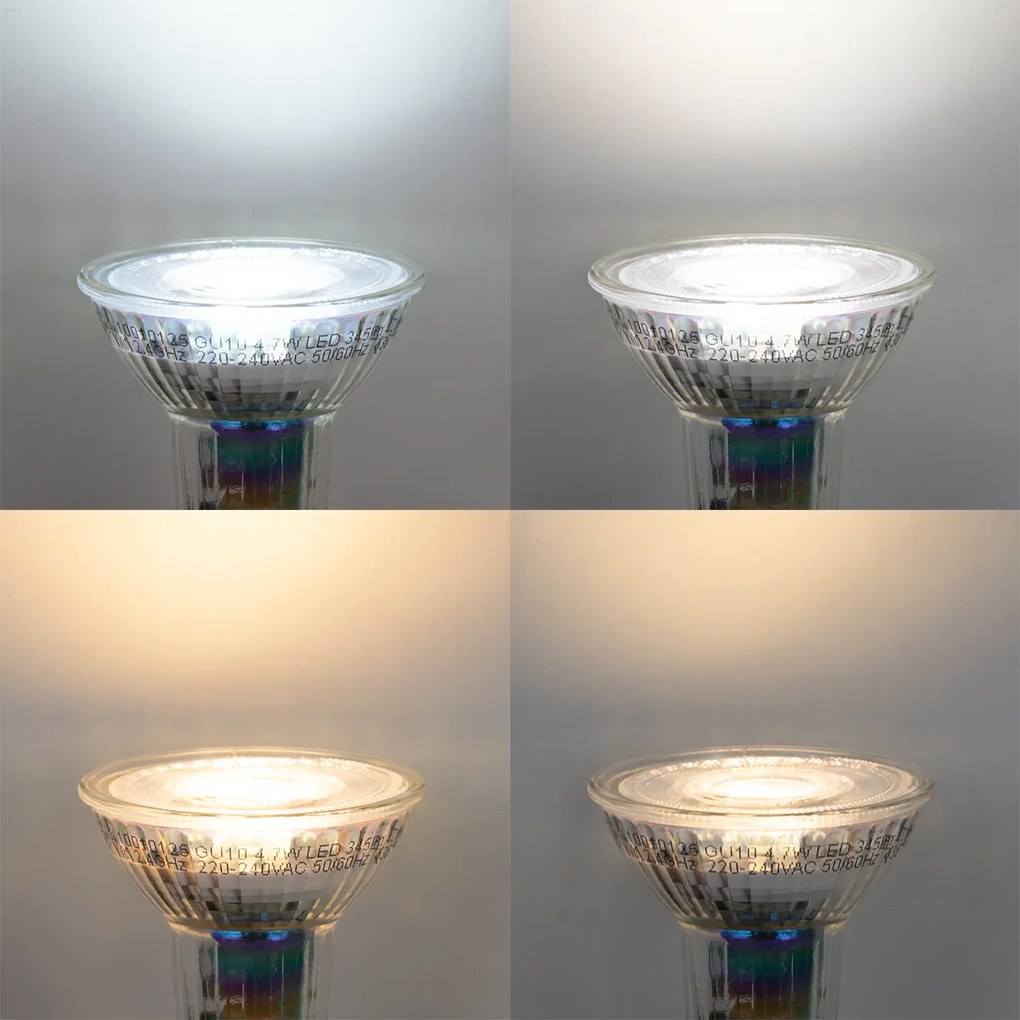 Conjunto de 5 lâmpadas LED inteligentes GU10 50mm reguláveis 4,7W 345 lm 2700-6500K