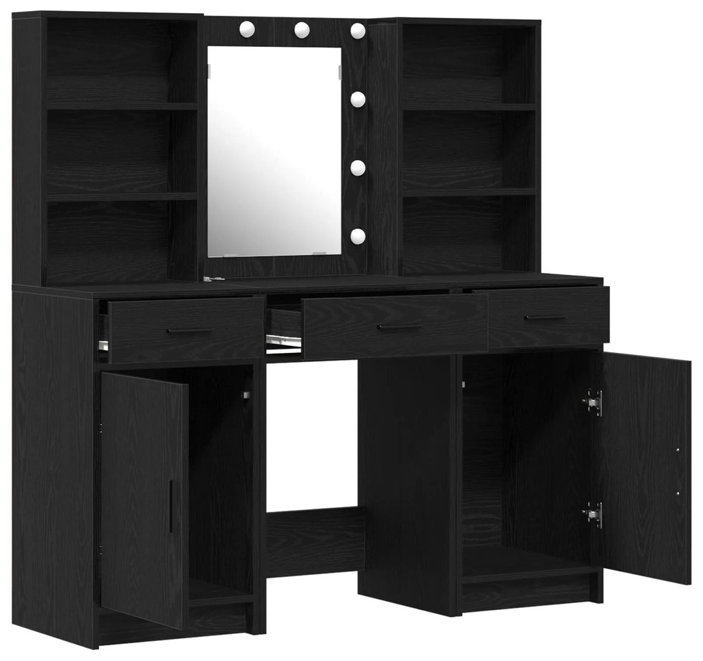 Conjunto de Touador de 3 Peças vidaXL Preto em Madeira Revestida