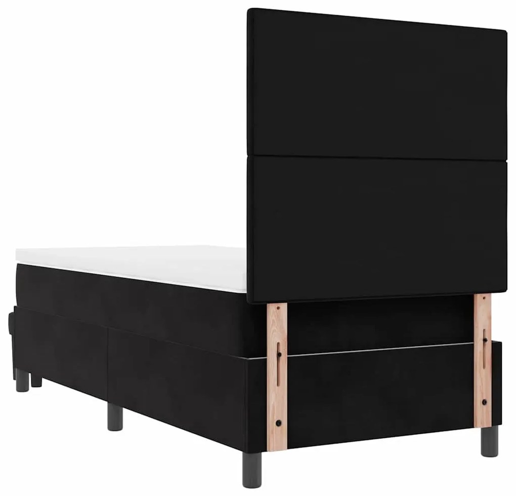 Cama Box com Colchão e Banco Preta 90x200 cm Veludo