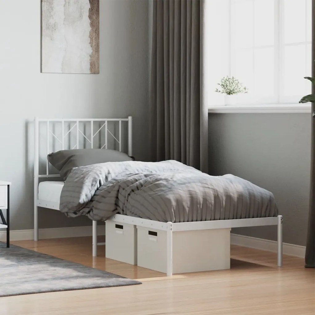 Estrutura de cama sem colchão com cabeceira 75x190 cm branco