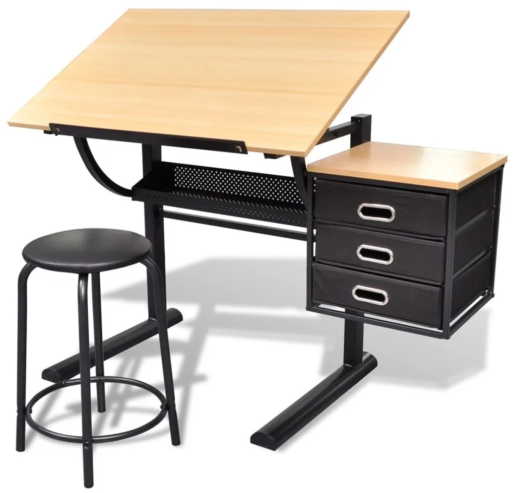 Mesa de desenho inclinável com banco