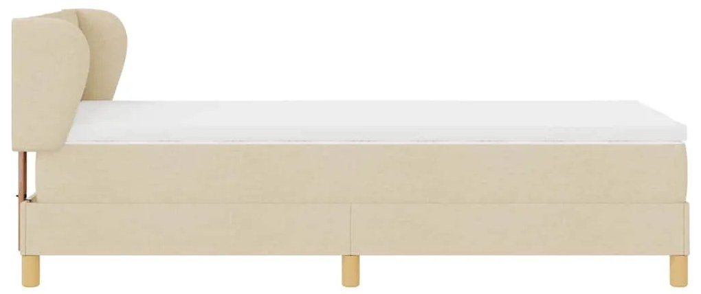 Cama Box Spring com Colchão Creme 100x200 cm em Tecido