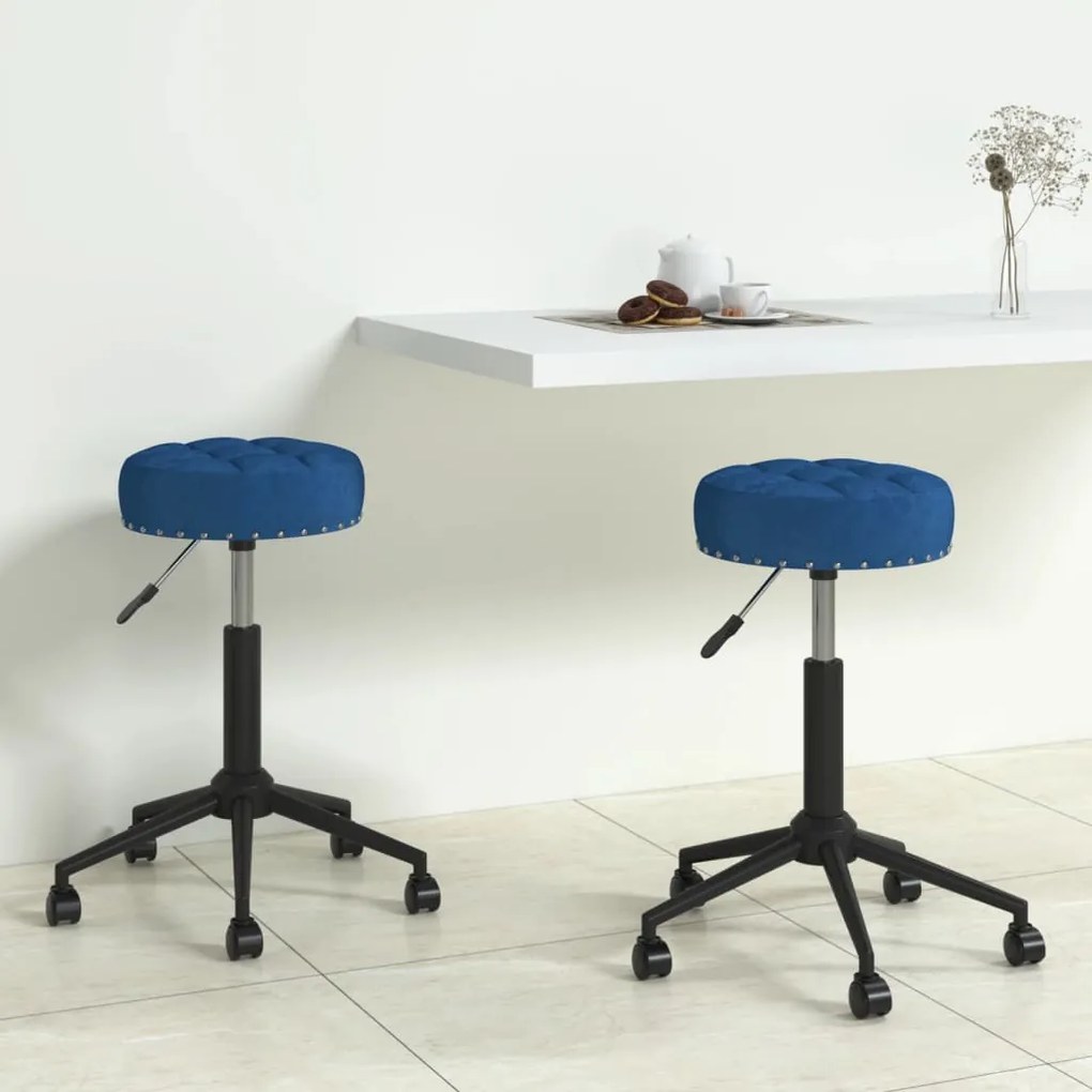 Cadeiras de jantar giratórias 2 pcs veludo azul