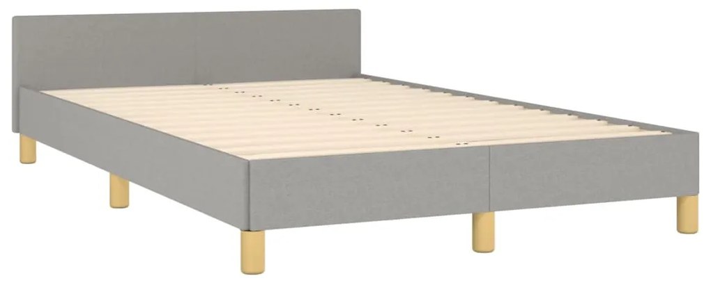 Estrutura de cama c/ cabeceira 120x200 cm tecido cinza-claro