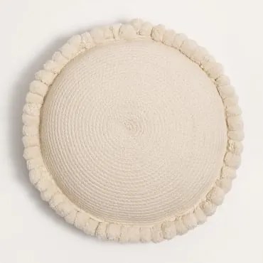 Almofada Redonda Ø50 Cm Em Algodão Trançado Olets Beige Creme - Sklum