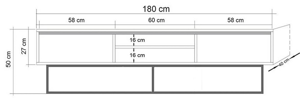 Móvel TV Rodez 180 – Traverten – 180x50x40 cm