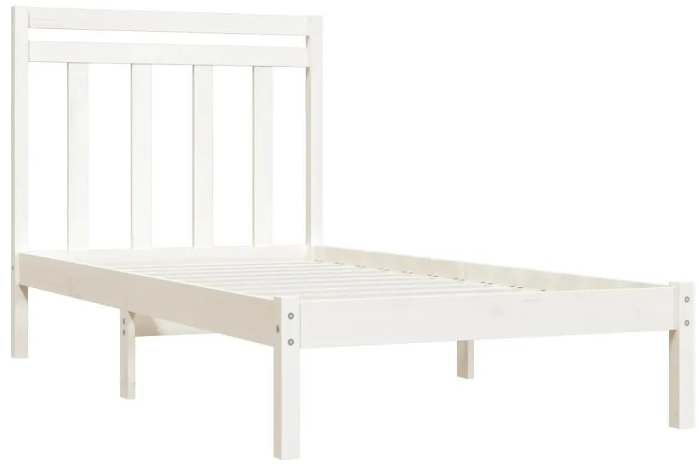 Estrutura de cama 100x200 cm madeira maciça branco
