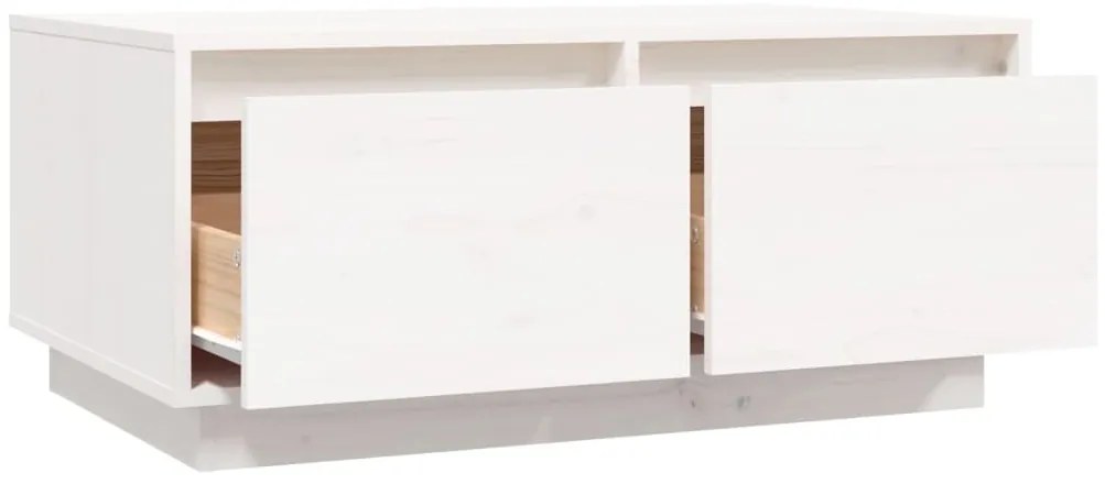 Mesa de centro 80x50x35 cm madeira de pinho maciça branco
