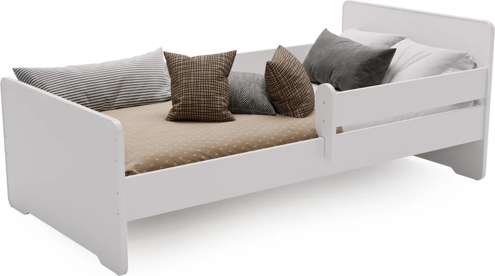 Cama individual 160x80 com grade branca - colchão e estrado incluído