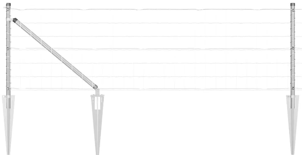 Cerca Euro com 7 Postes em Espeto 0.4x10 m Aço Galvanizado