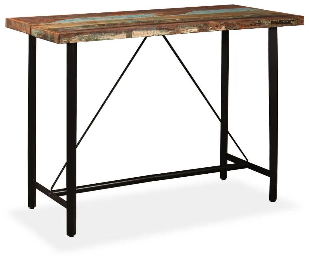 Mesa de bar em madeira reciclada maciça 150x70x107 cm