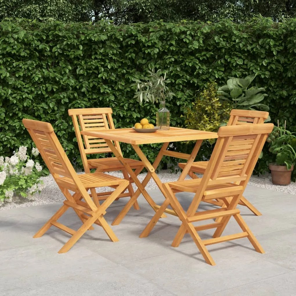vidaXL 5 pcs conjunto de jantar p/ jardim madeira de teca maciça