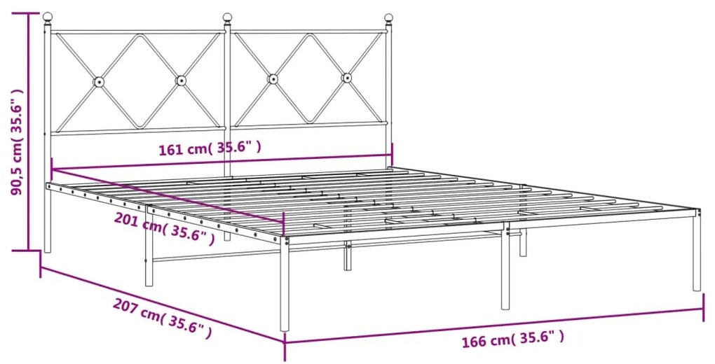 Estrutura de cama com cabeceira 160x200 cm metal preto