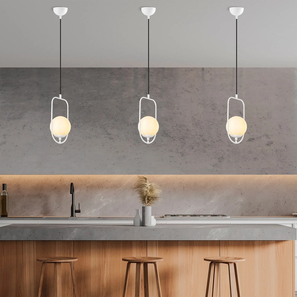 Candeeiro de Teto Skew – Branco – 20 cm Largura, Altura Máx 171 cm, Al