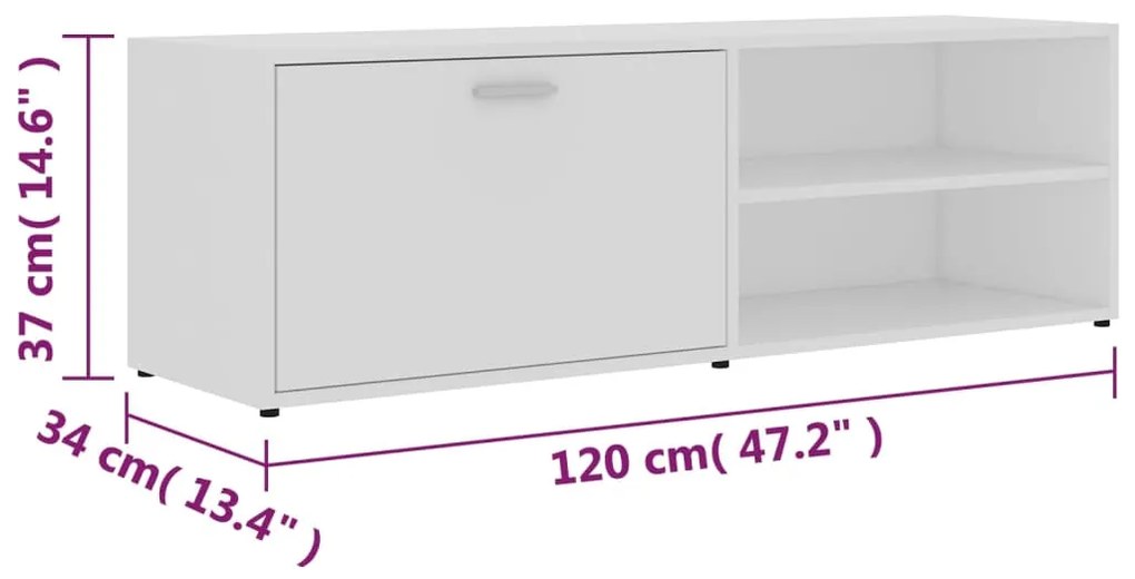 Móvel de TV 120x34x37 cm derivados de madeira branco