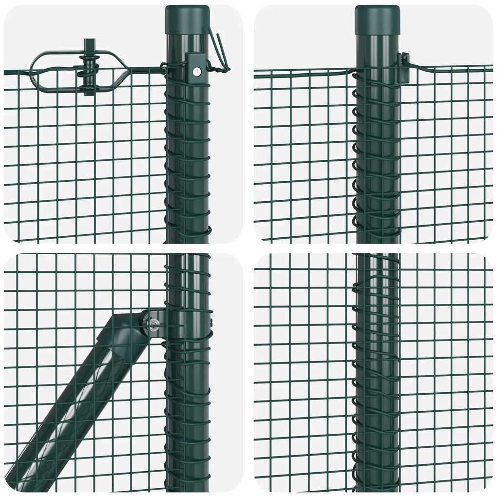 Conjunto de Poste de Cerca Set de 2 Verde Aço, PVC 25 x 1 m