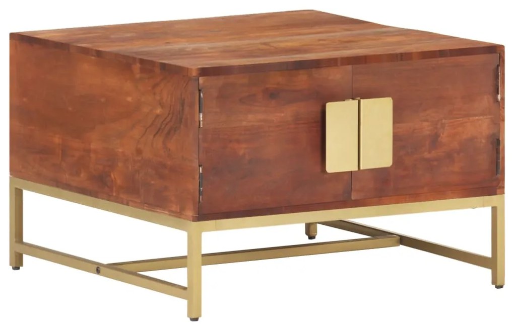 Mesa de centro 67x67x45cm madeira de acácia maciça castanho mel