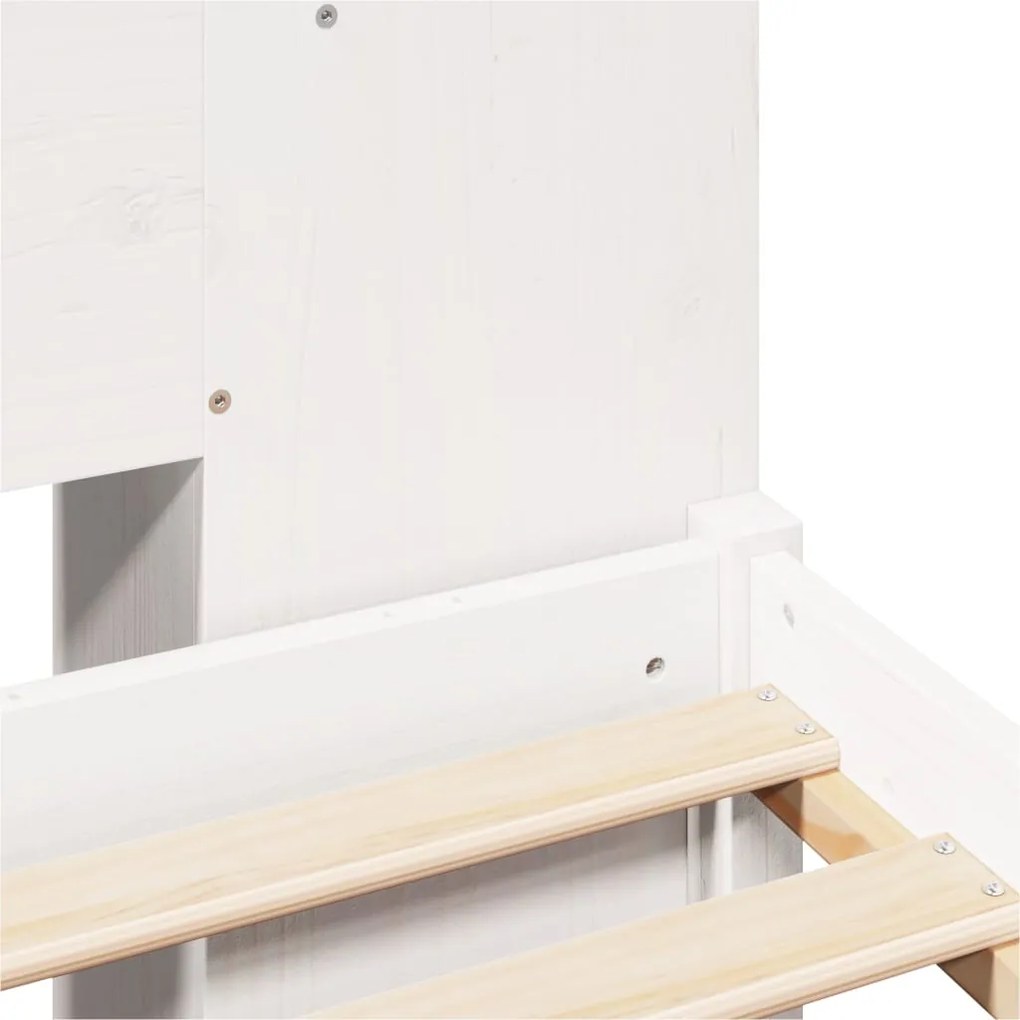 Cama com estante sem colchão 200x200 cm pinho maciço branco