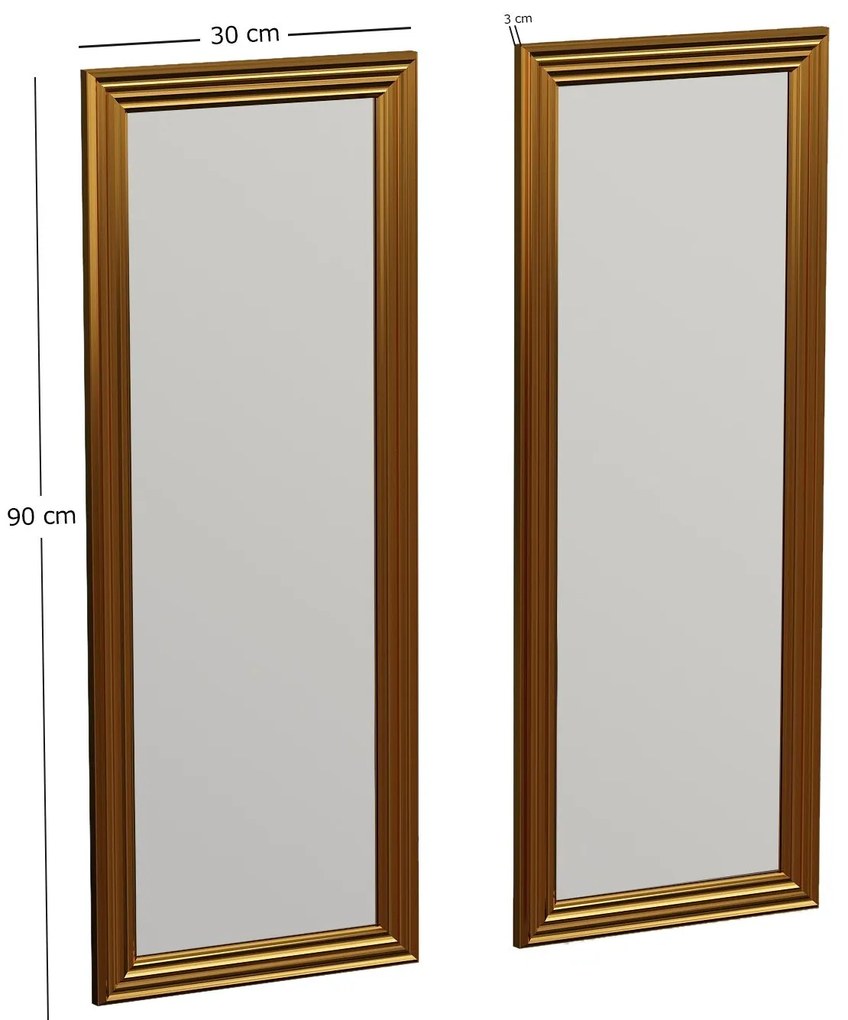 Conjunto de Espelhos Candy – Dourado – 30 cm x 90 cm x 3 cm