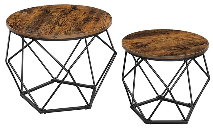 Conjunto de 2 mesas de centro castanho vintage-preto