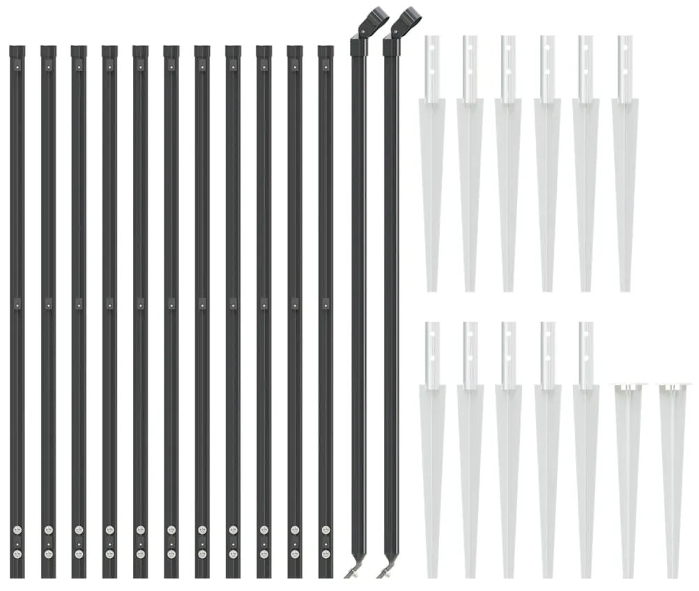 Cerca de arame com estacas de fixação 0,8x25 m antracite