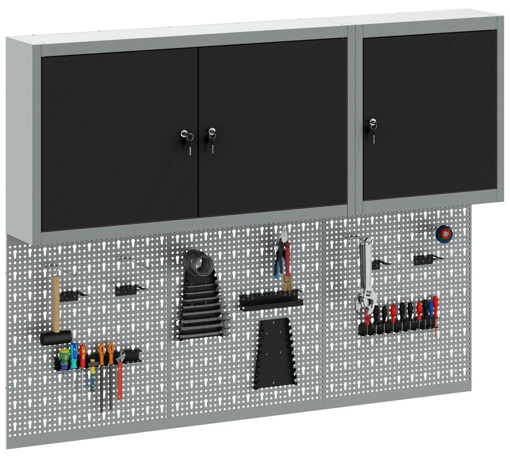Conjunto de Armário de Ferramentas e Painel de Ferramentas de 5 Peças