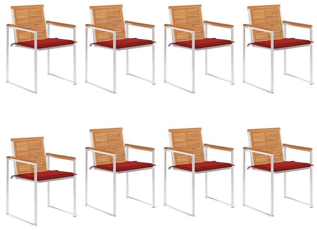 vidaXL Cadeiras de jardim 8 pcs c/ almofadões madeira de acácia maciça