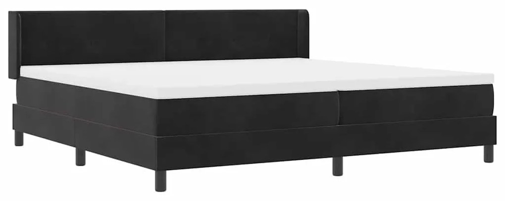 Cama Box Spring vidaXL com Colchão Preto 200x200 cm Veludo