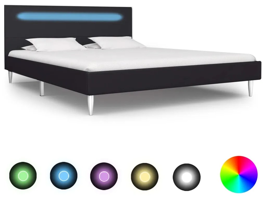 vidaXL Estrutura de cama com LED 140x200 cm tecido preto