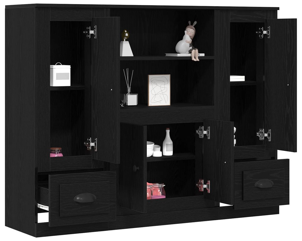 Highboard vidaXL Preto Carvalho 132x35,5x103,5 cm Madeira Engenharia
