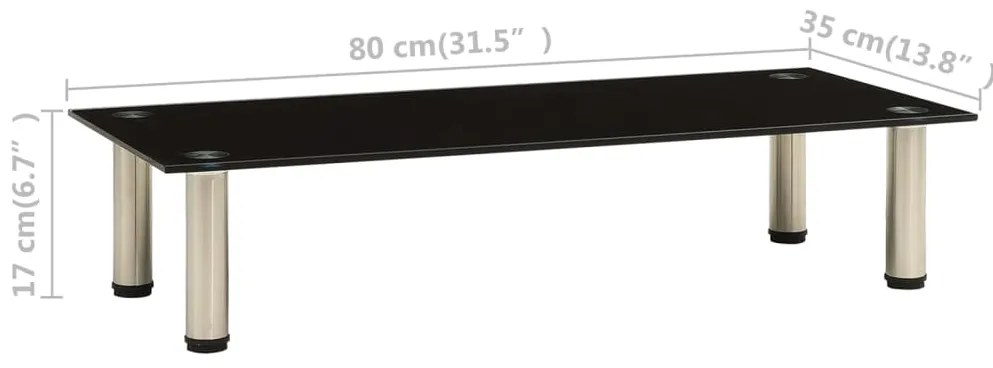 Móvel de TV 80x35x17 cm vidro temperado preto