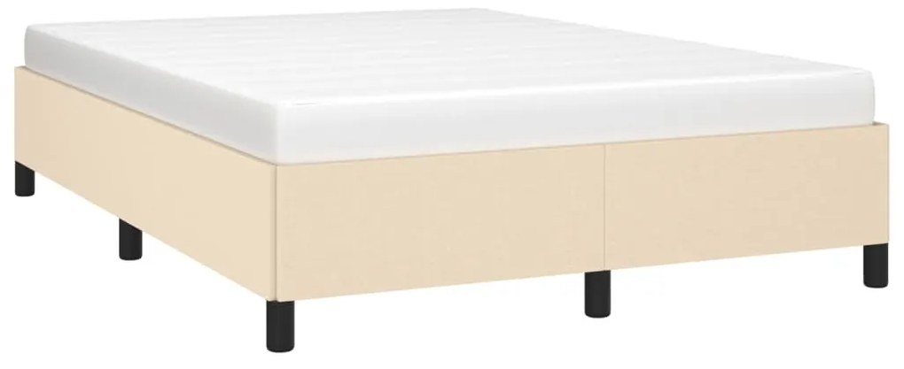 Estrutura de cama sem colchão 140x200 cm tecido cor creme