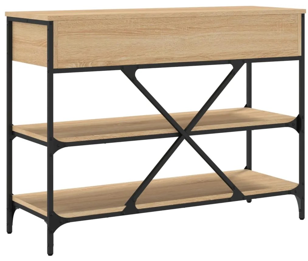 Mesa consola gavetas/prateleiras deriv. madeira carvalho sonoma