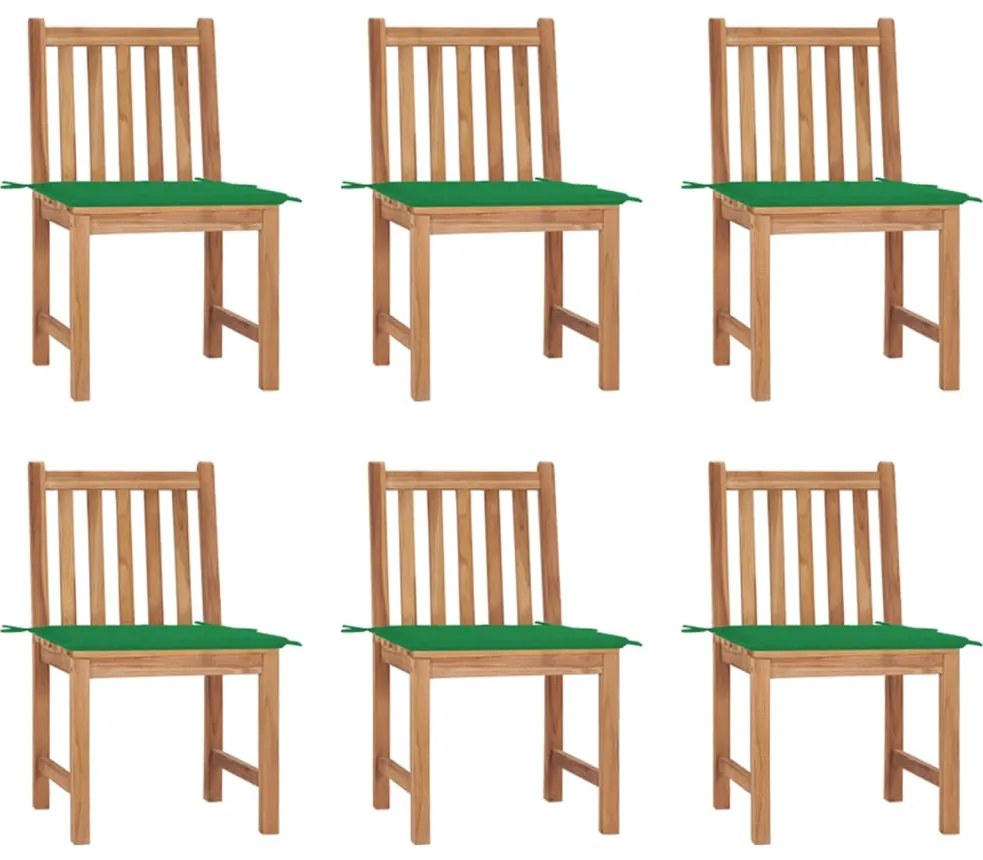 Cadeiras de jardim 6 pcs c/ almofadões madeira de teca maciça