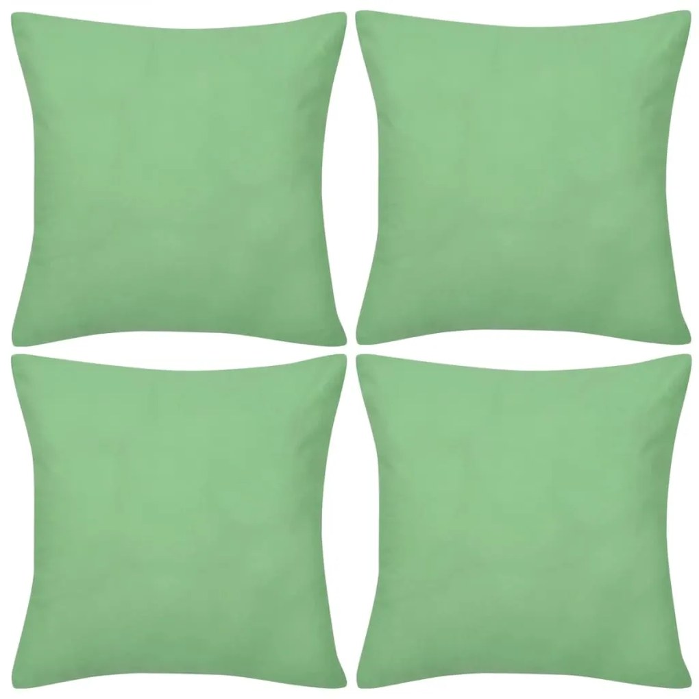 130925 4 Apple Green Cushion Covers Cotton 40 x 40 cm