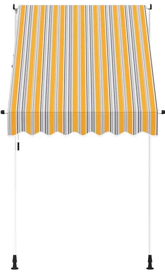 Toldo retrátil manual 150 cm riscas amarelas e azuis