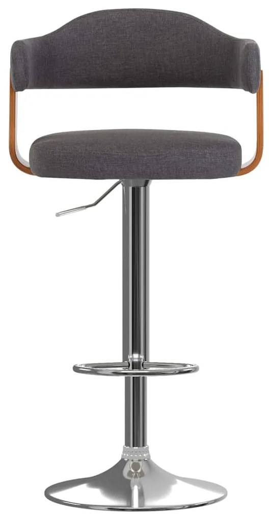 Bancos de bar 2 pcs tecido e madeira curvada cinzento-escuro