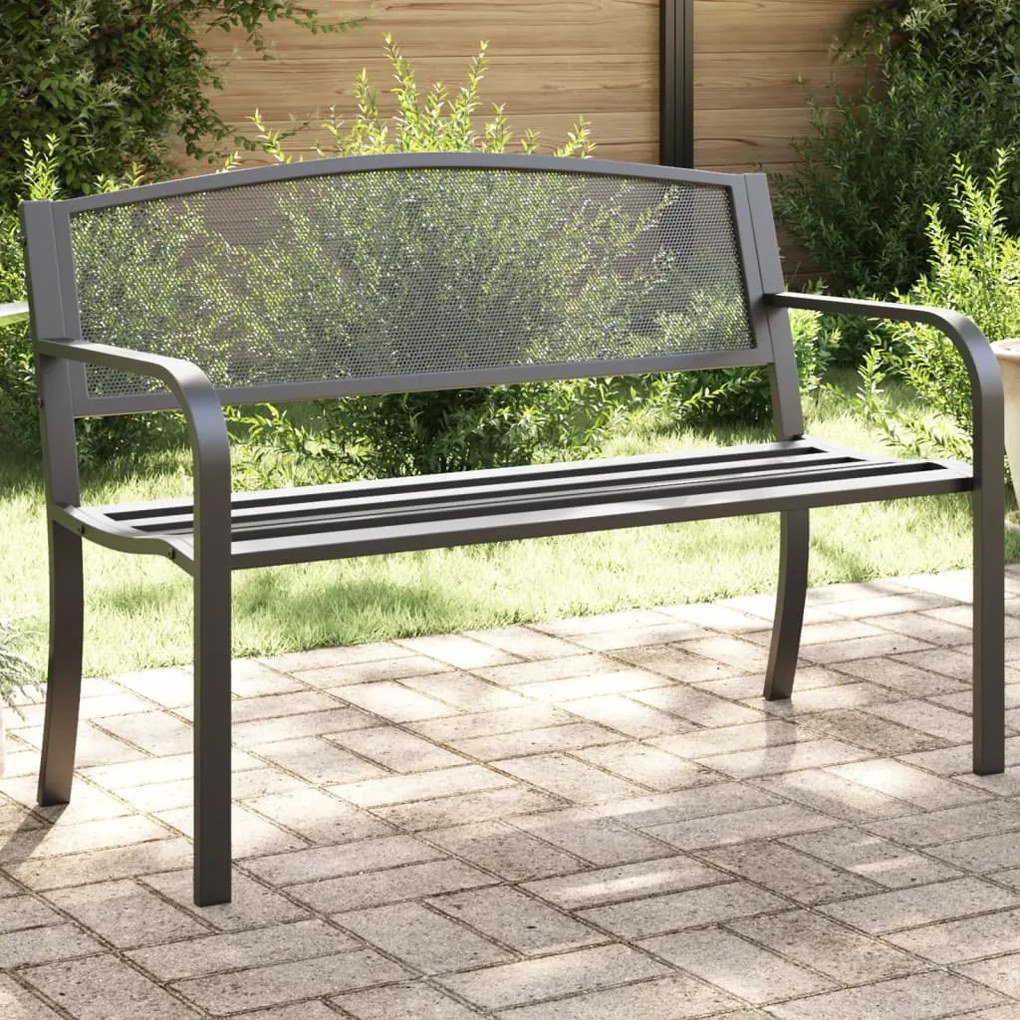 vidaXL Banco de jardim 119 cm aço preto
