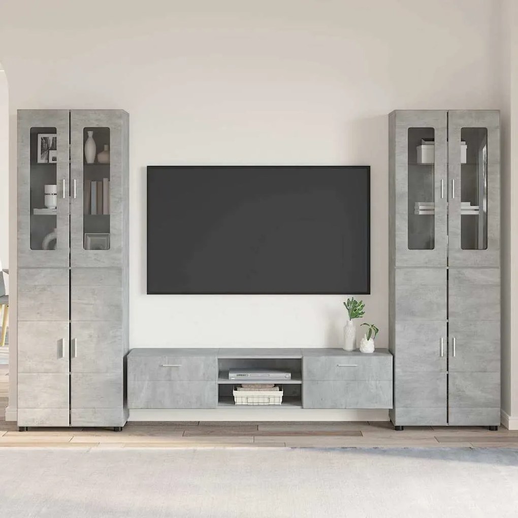 vidaXL Conjunto de móvel de TV com gaveta Cinzento Madeira processada