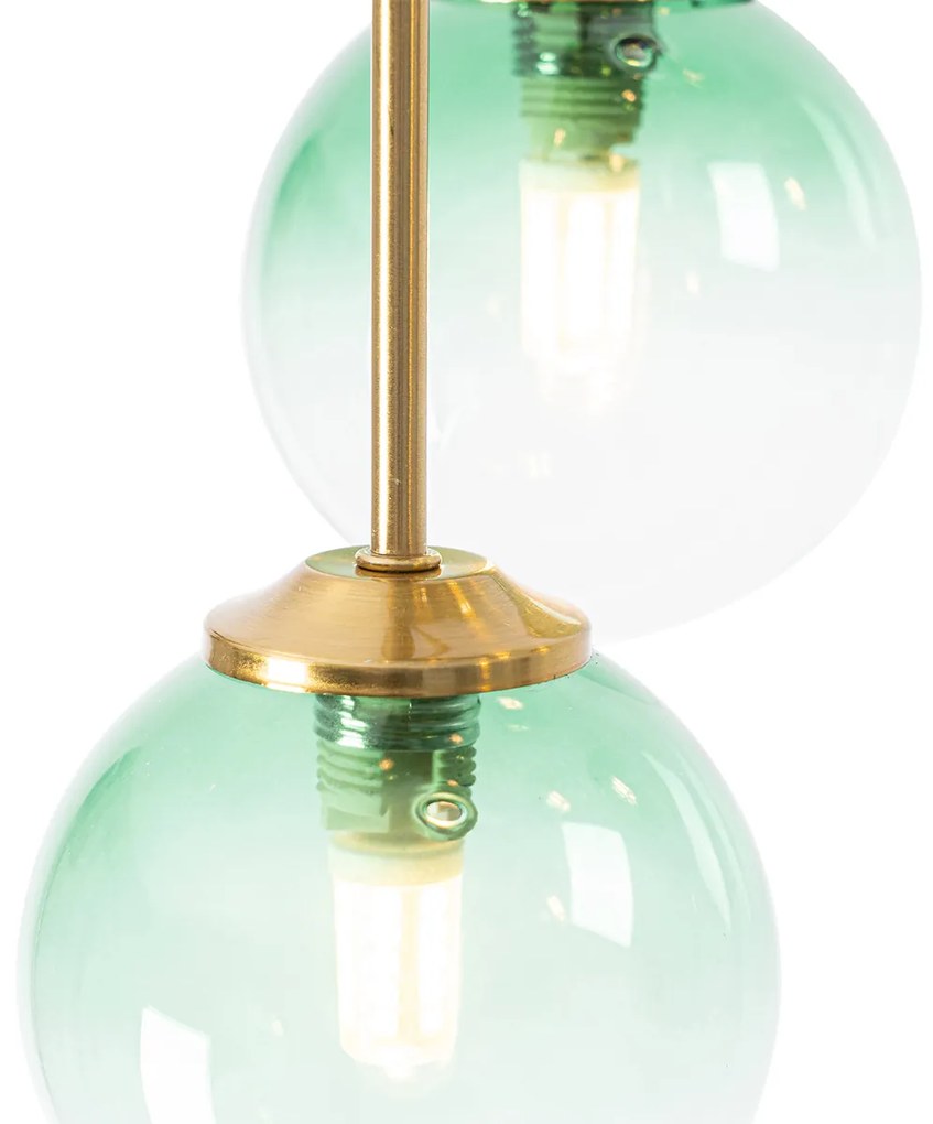 Candeeiro de teto Art Deco ouro com vidro verde 9 luzes - Atenas Art Deco